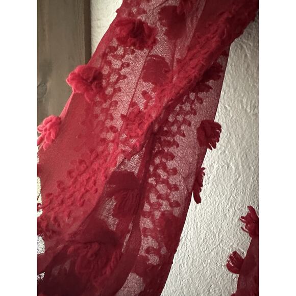 A. CALIN by Flying Tomato Dress Sz M Red Rosette Whimsical Balloon Sleeves Boho - Picture 7 of 14